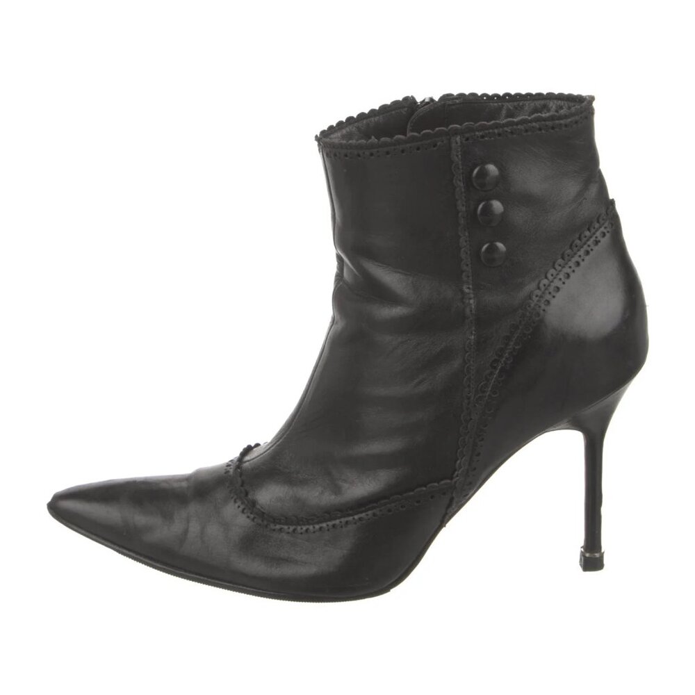 Manolo Blahnik Black Leather Ankle Boots - Super Witch Core